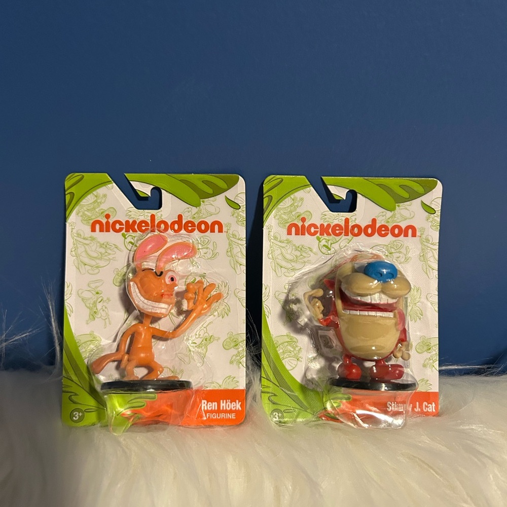 NEW Nickelodeon  Figurines Mini Ren Stimpy bundle of 2 cake toppers